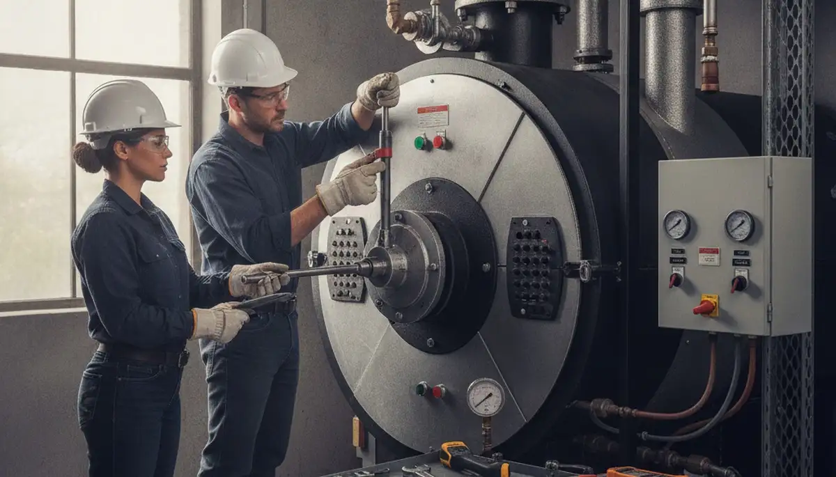 Dallas, TX plumber repairing a residential boiler for reliable home heating service