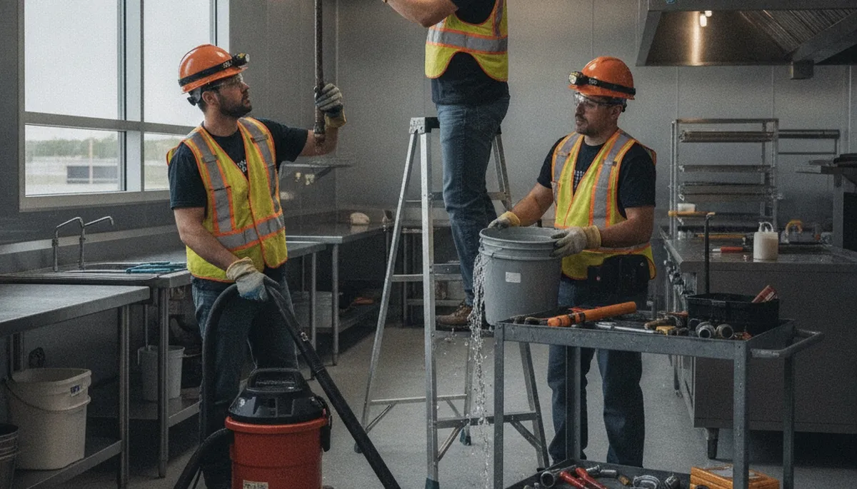 Emergency plumber repairing a burst pipe in Dallas, TX home for fast 24/7 leak response