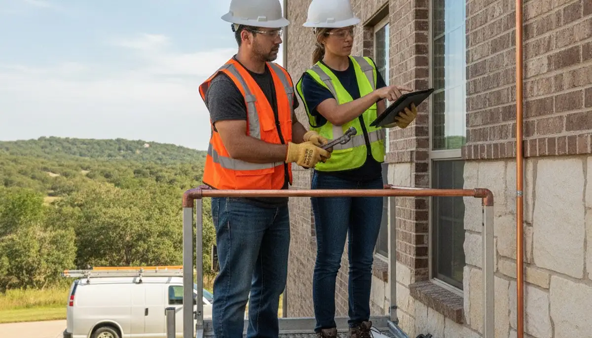Dallas plumber repairing a leak for residential plumbing service in Dallas, TX