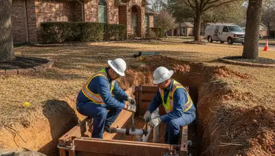 Dallas plumber repairing a leak for a local plumbing service in Dallas, TX