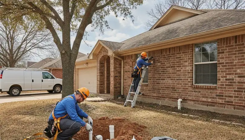 Dallas TX plumber repairing a leak for residential plumbing service and emergency repair