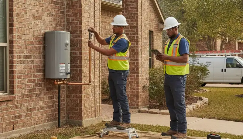 Dallas plumber repairing a leaking pipe for residential plumbing service in Dallas, TX