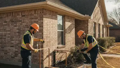 Dallas TX plumber repairing a leaky pipe for a plumbing repair service