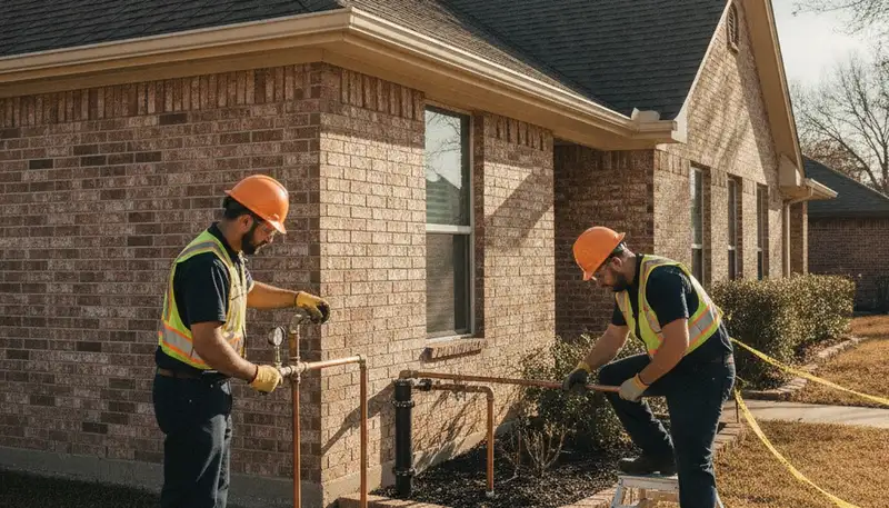 Dallas TX plumber repairing a leaky pipe for a plumbing repair service