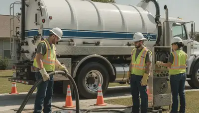 Dallas TX plumber pumping a septic tank for residential plumbing service