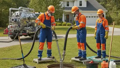 Dallas, TX plumber cleaning a septic tank for a residential plumbing service