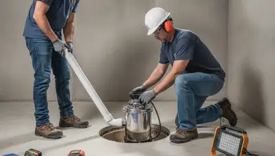 Dallas, TX plumber installing a sump pump to protect a home from water intrusion